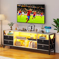 White LED TV Stand with Charging Station C666