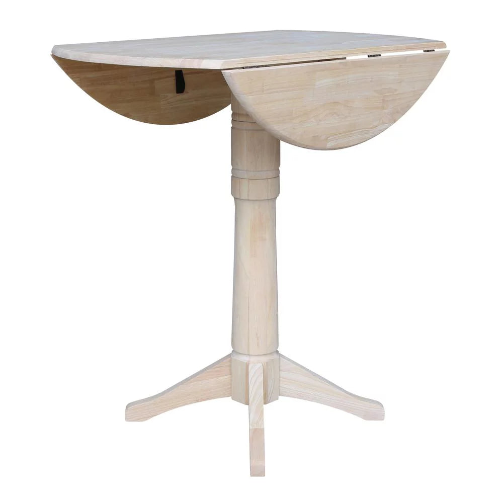 42" Round Solid Wood Dual Drop Leaf Pedestal Table I27949