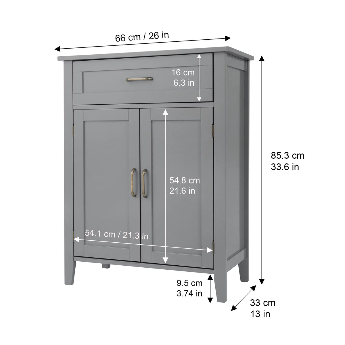 Gray Wooden Floor Storage Cabinet U452