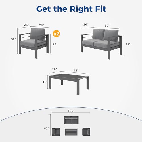 Aluminum 7 Seats Patio Furniture Set with Fire Pit Table S8476