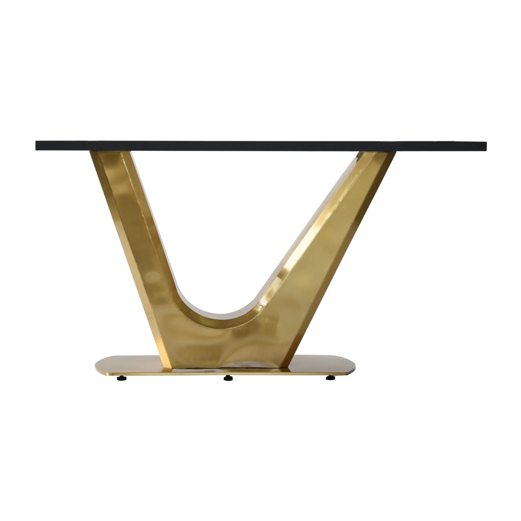 Dining Table with Golden V-Shaped Legs W466