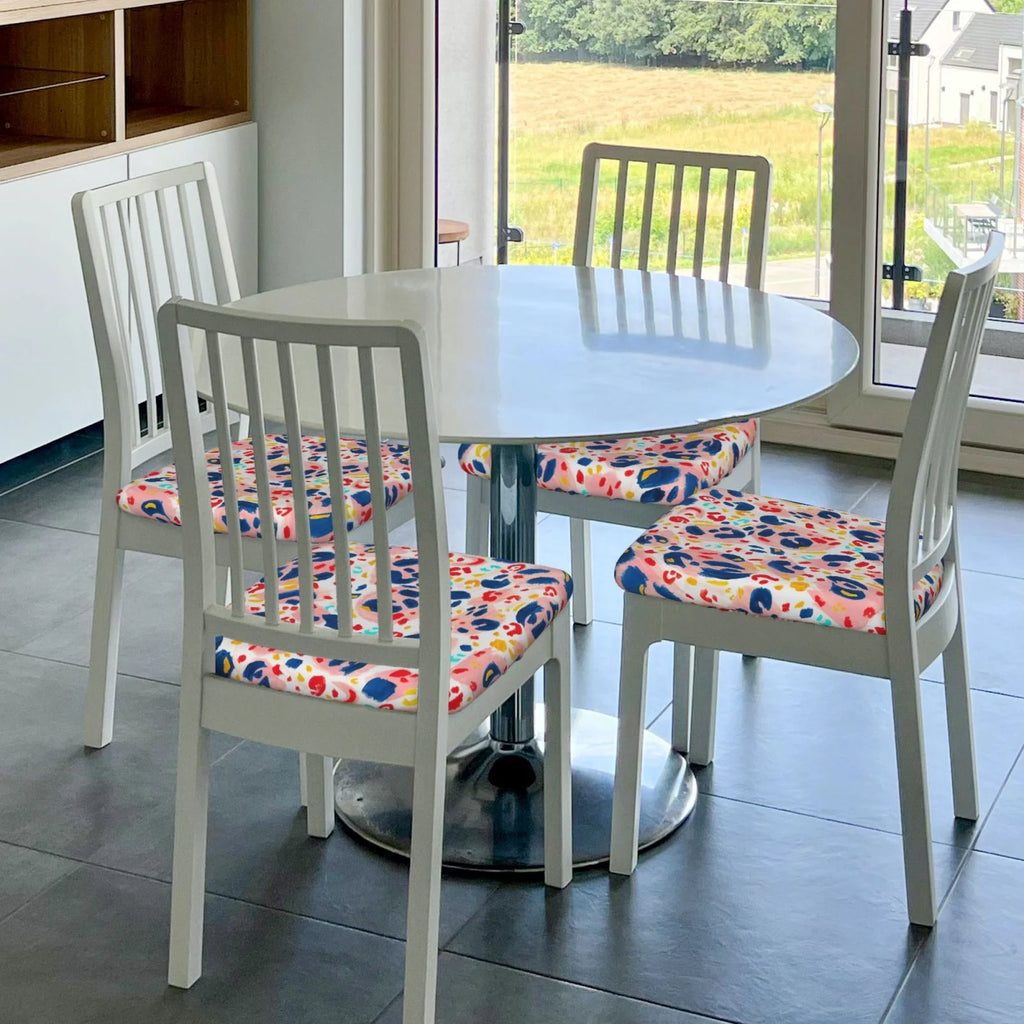 Hand Painted Leopard Print Dining Chair Seat Covers E85062