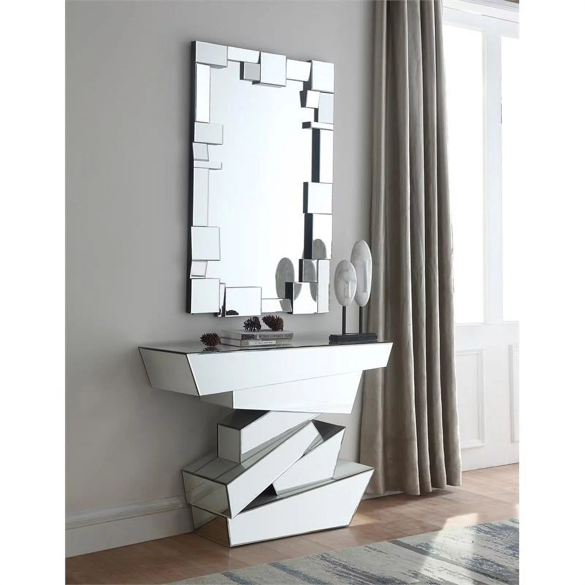 Mirrored Geometric Console Table O33868