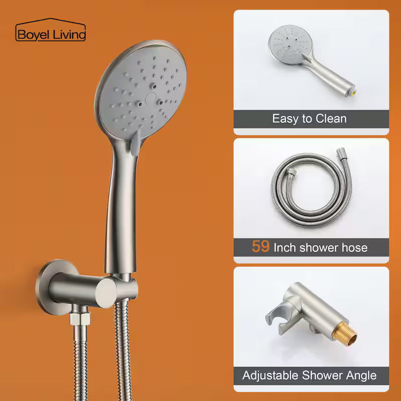 Wall Mount Dual Shower Heads with Valve in Brushed Nickel I64936