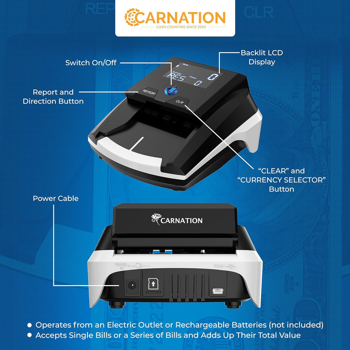 Automatic Counterfeit Bill Detector 3-Way Multi-Currency Checker K82756