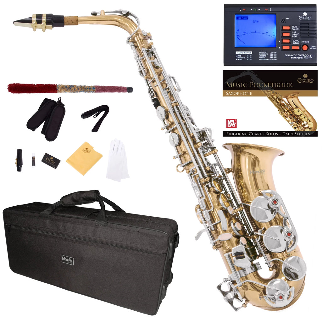 Eb Alto Saxophone with Tuner, Case, Mouthpiece, 10 Reeds T868