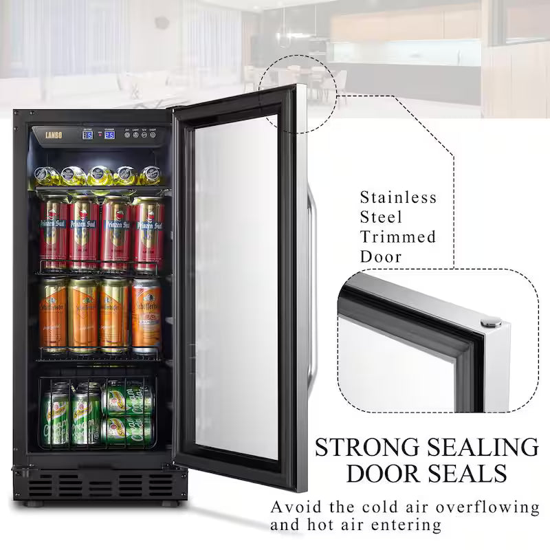 15 in. 70 Can Stainless Steel Beverage Refrigerator H420411