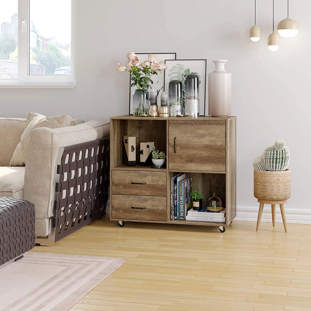 Wooden 2 Drawer File Cabinet with Wheels B738298