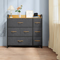 Light Gray 7 Drawer Fabric Dresser C165