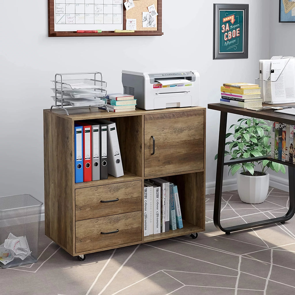 Wooden 2 Drawer File Cabinet with Wheels B738298