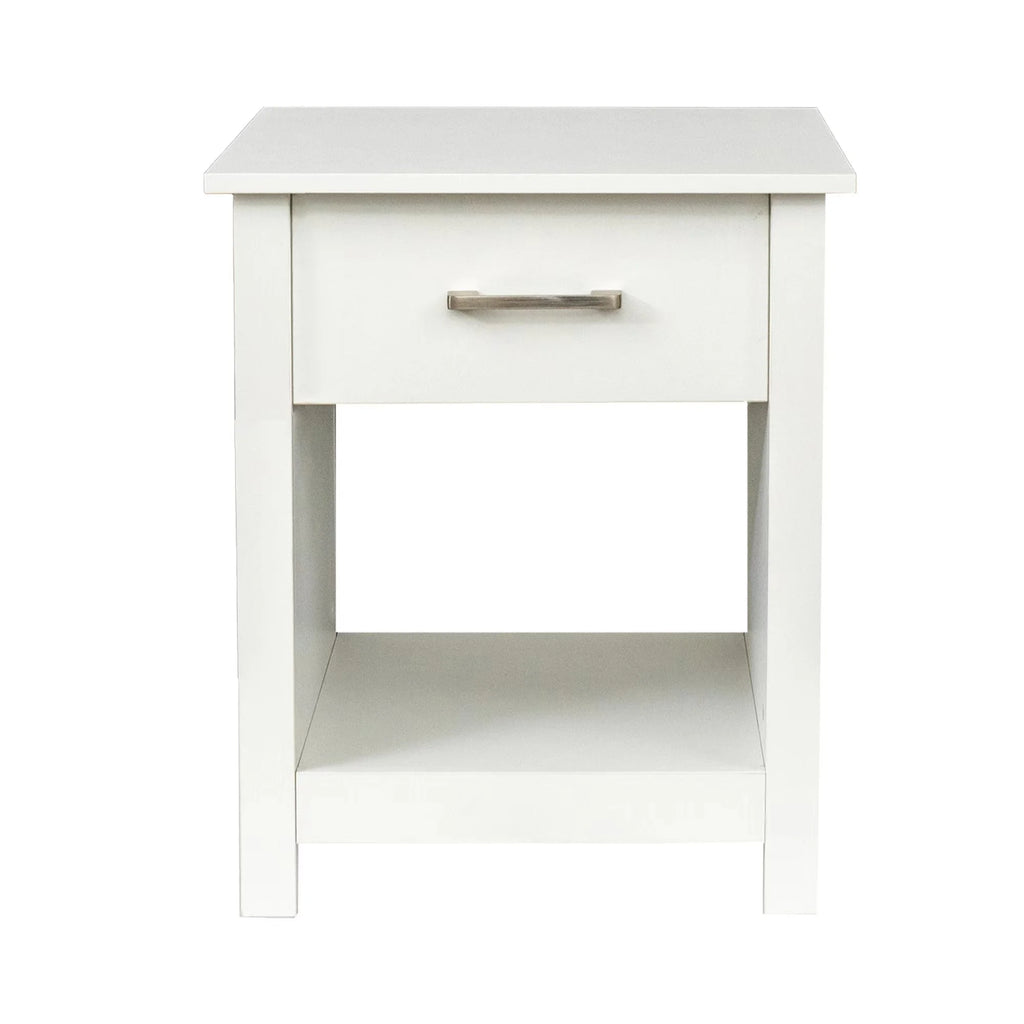 White Wooden Nightstand with Drawer K138183