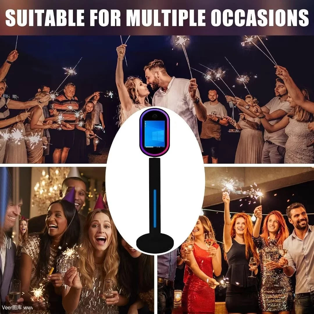 Black 13.3 In Portable Touch Mirror Photo Booth with Ring Light and Flight Case X447