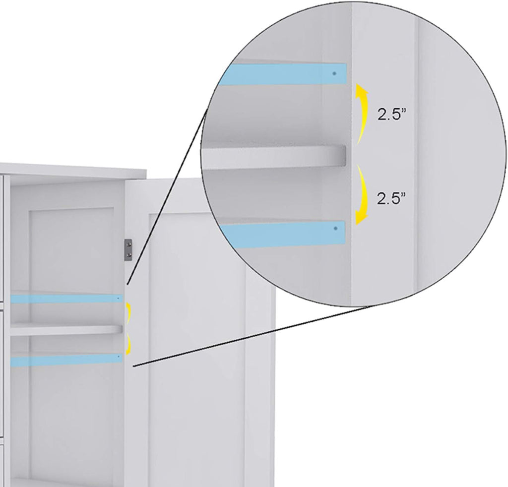 White Freestanding Bathroom Storage Cabinet with 4 Drawers and 1 Door M99793