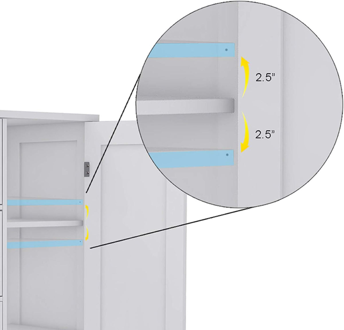 White Freestanding Bathroom Storage Cabinet with 4 Drawers and 1 Door M99793