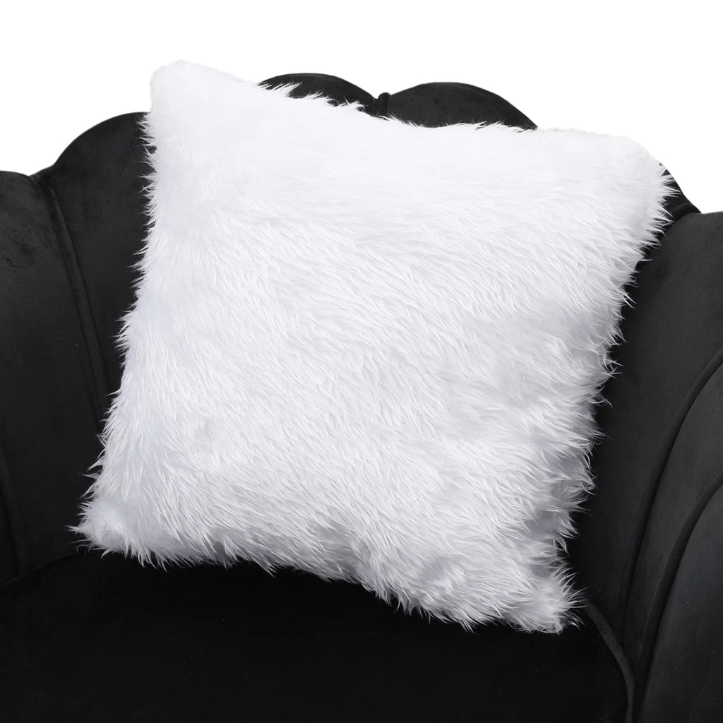 Black Velvet Tufted Accent Chair with Ottoman and Cushion V320589