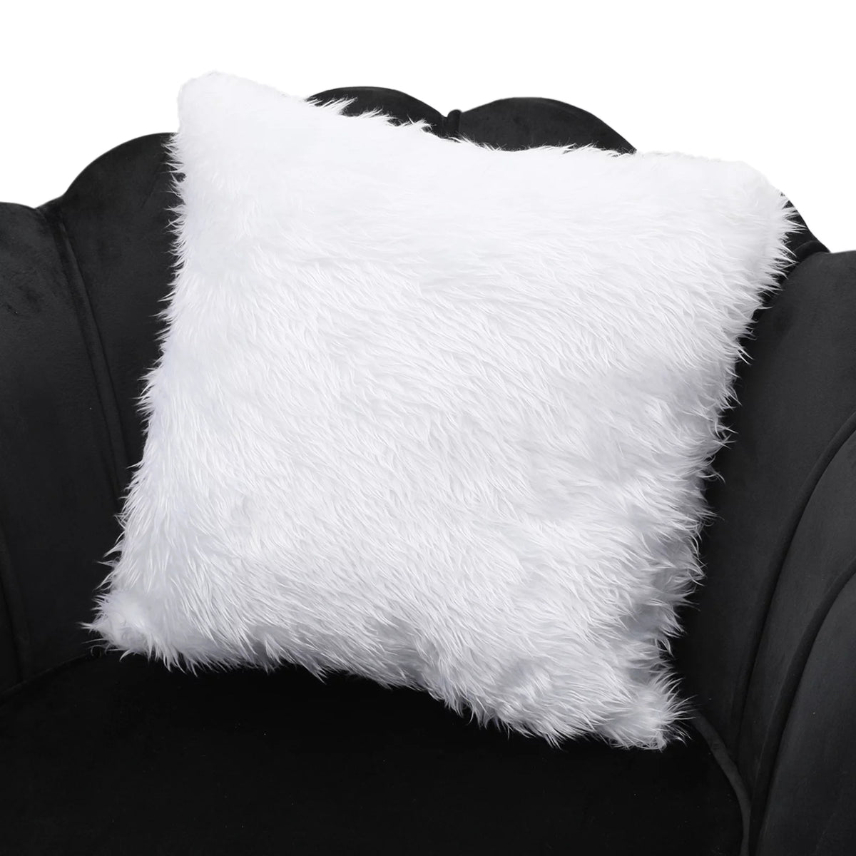 Black Velvet Tufted Accent Chair with Ottoman and Cushion V320589