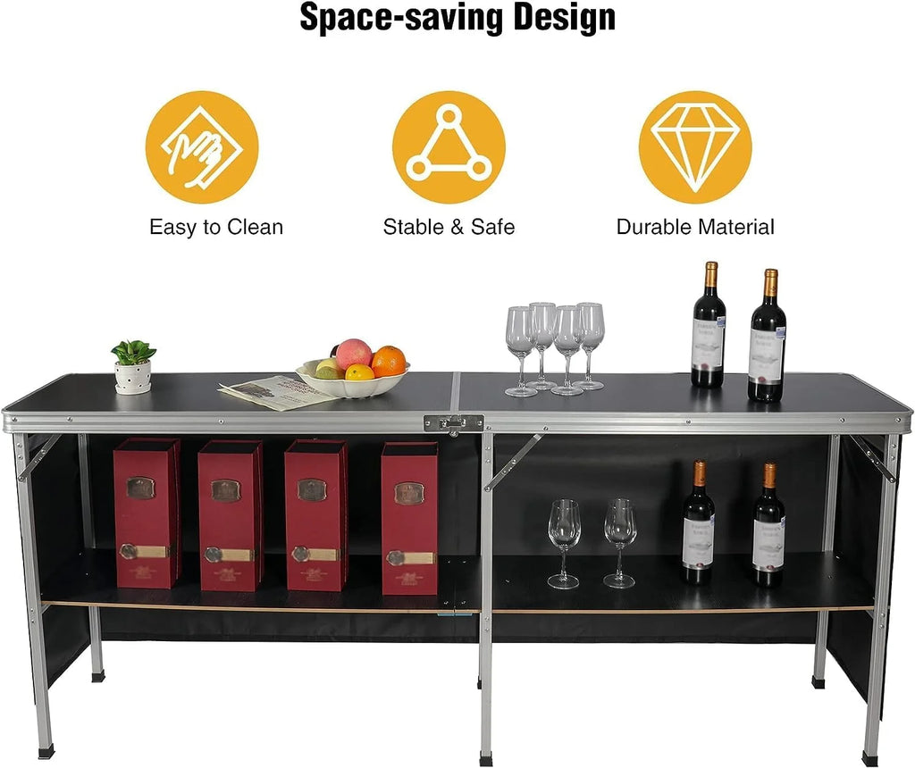 Portable Bar Table with Storage Shelf Q18670