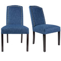 Upholstered Fabric Dining Chair with Silver Nail Trim and Espresso Legs, Set of 2 W486