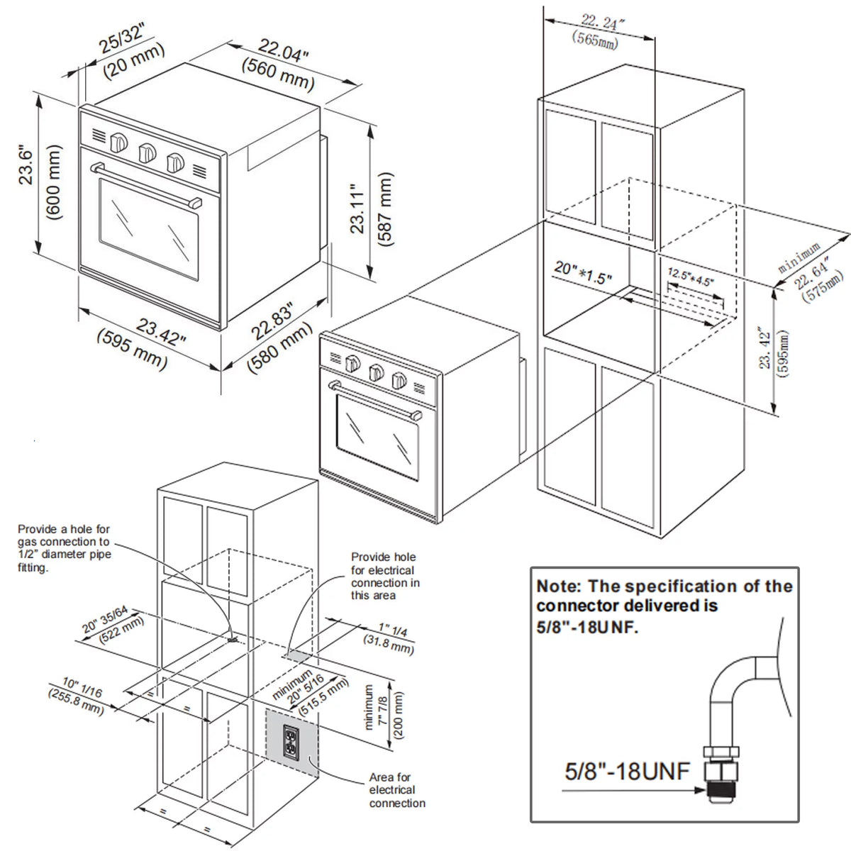 24-inch Single Propane Gas Wall Oven Stainless Steel G608