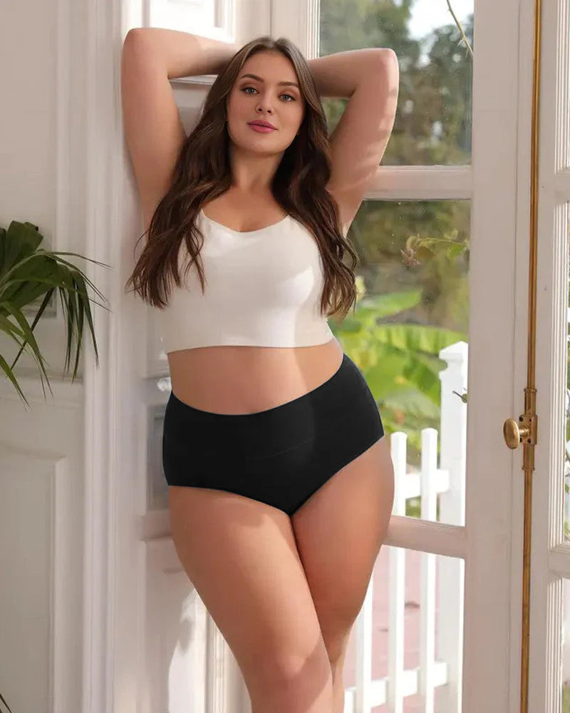 High-Waisted Full Coverage Cotton Briefs 4 Pack Z648174