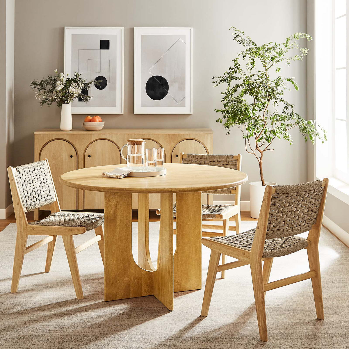 Round 48" Oak Wood Dining Table Z124819