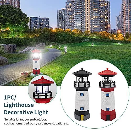 Solar Rotating LED Lighthouse Light Waterproof Statue Q147