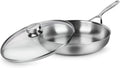 11" Stainless Steel Fry Pan Skillet with Glass Lid Q600