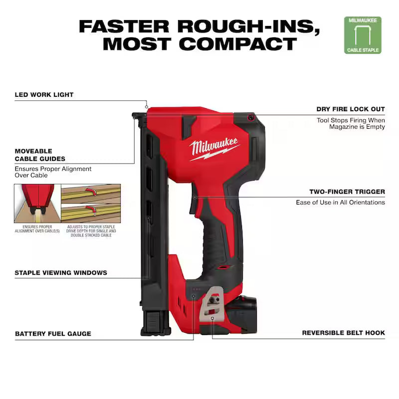 12-Volt Cordless Cable Stapler Nailer Kit with Battery, Charger and Bag A600836