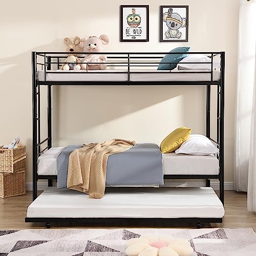 Twin Over Twin Metal Bunk Bed with Trundle D222153