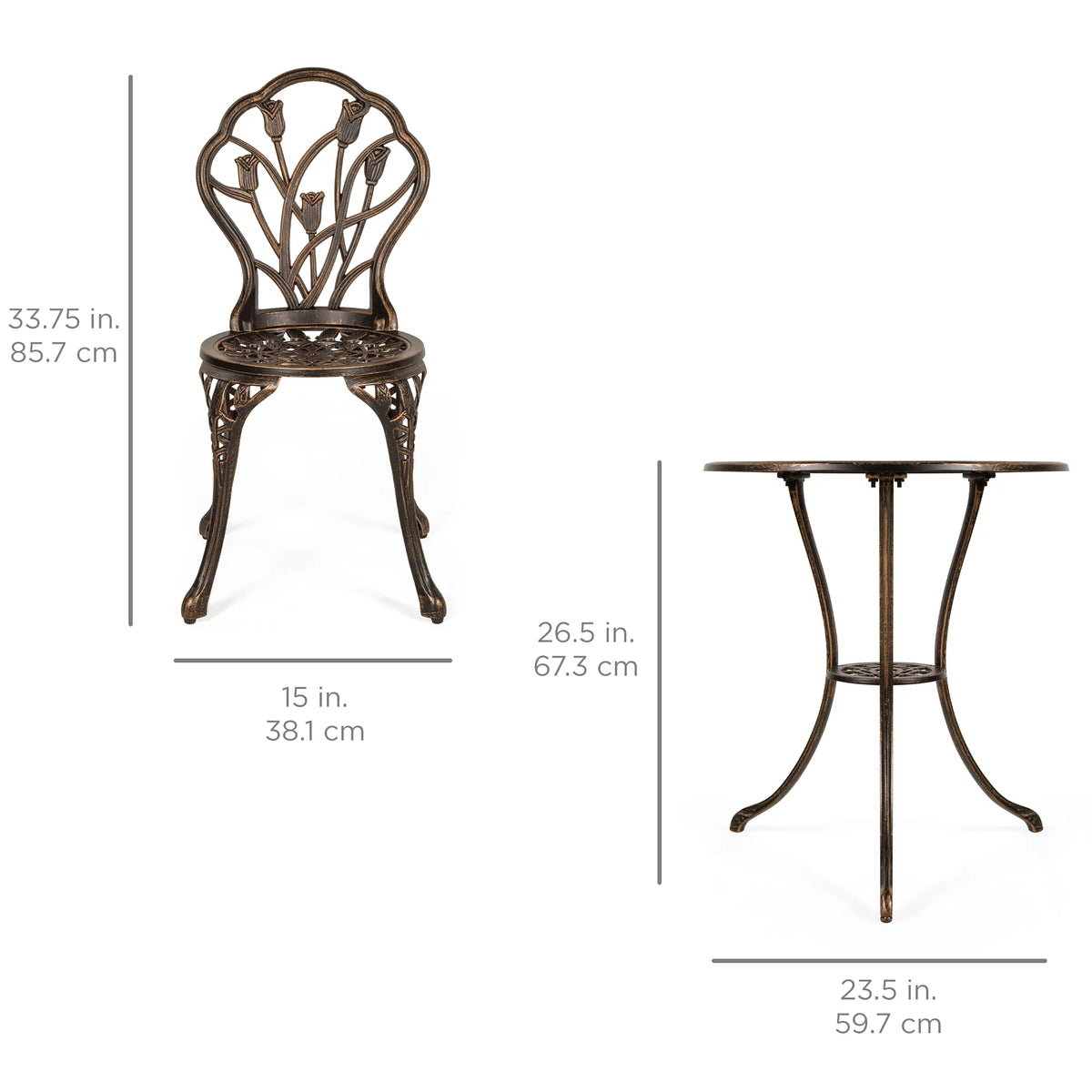3-Piece Cast Aluminum Patio Bistro Furniture Set H812979