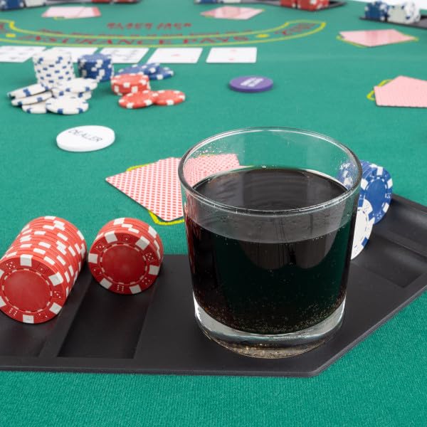 48-Inch Folding Poker Table Top with Cupholders and Chip Trays Z6775