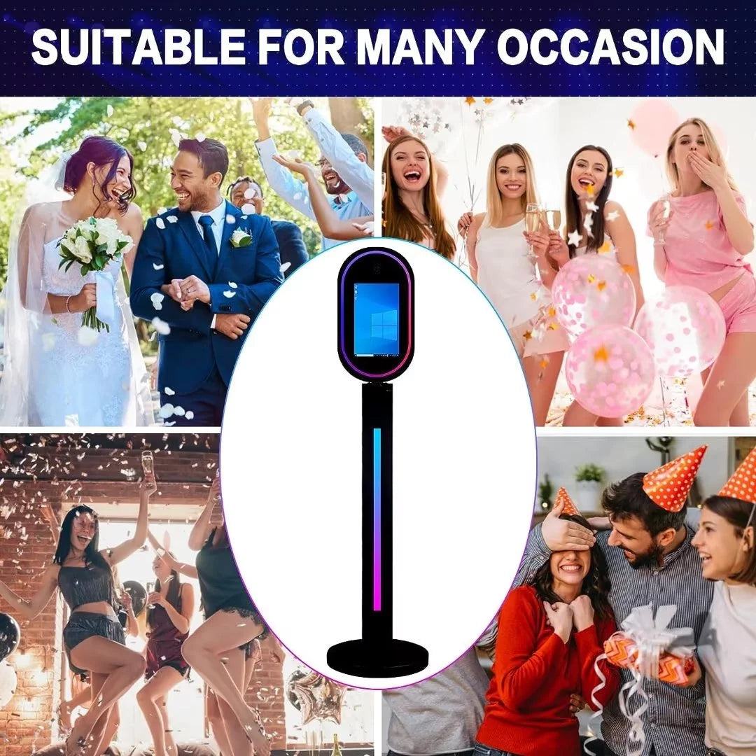Black 13.3 In Portable Touch Mirror Photo Booth with Ring Light and Flight Case X447