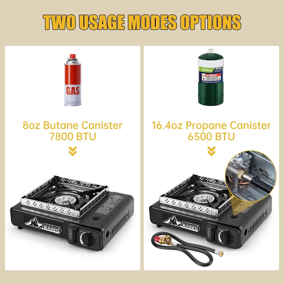 Portable Dual Fuel Camping Stove with Propane Regulator Hose S638867