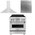 30 in. Gas Range, Range Hood, Dishwasher J8981