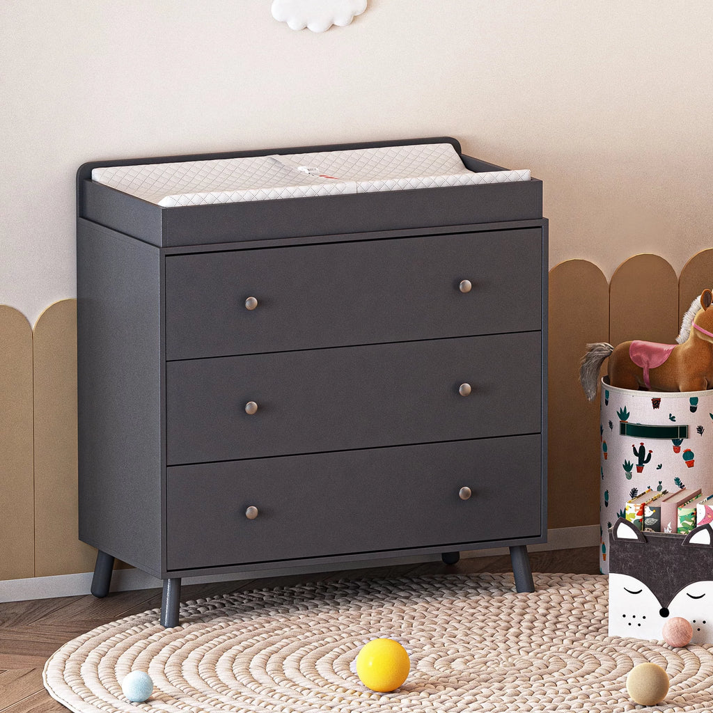 White 3 Drawer Baby Changing Table with Pad Q9833