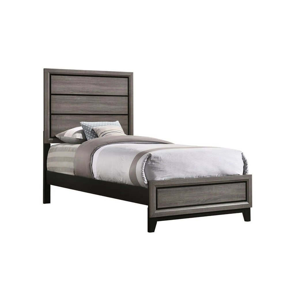 4-piece Twin Panel Wood Bedroom Set Gray Oak Finish N1490
