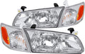 Chrome Housing Clear Lens Headlights + Corner Lights L+R Pair A387