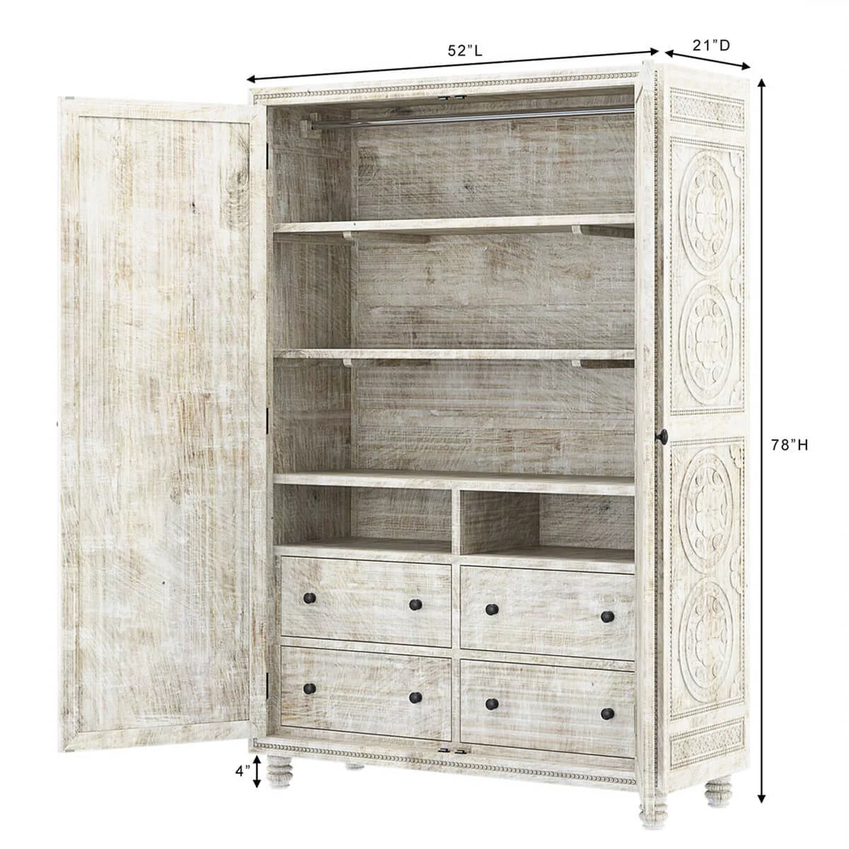 Hand carved Wardrobe Armoire T32566