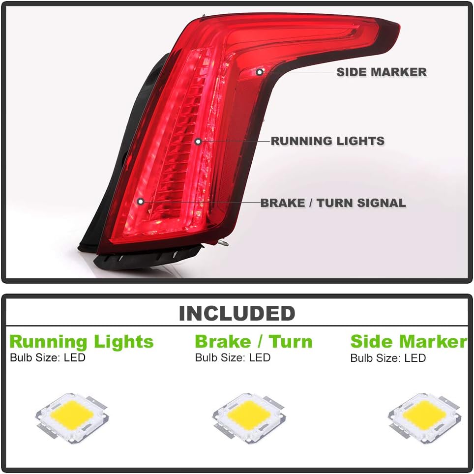 All Red Lens LED Tail Light Brake Lamp Assembly Replacement Right Passenger Side I37674