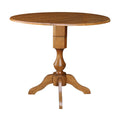 42x22 Round Dual Drop Leaf Pedestal Table Pecan U5786