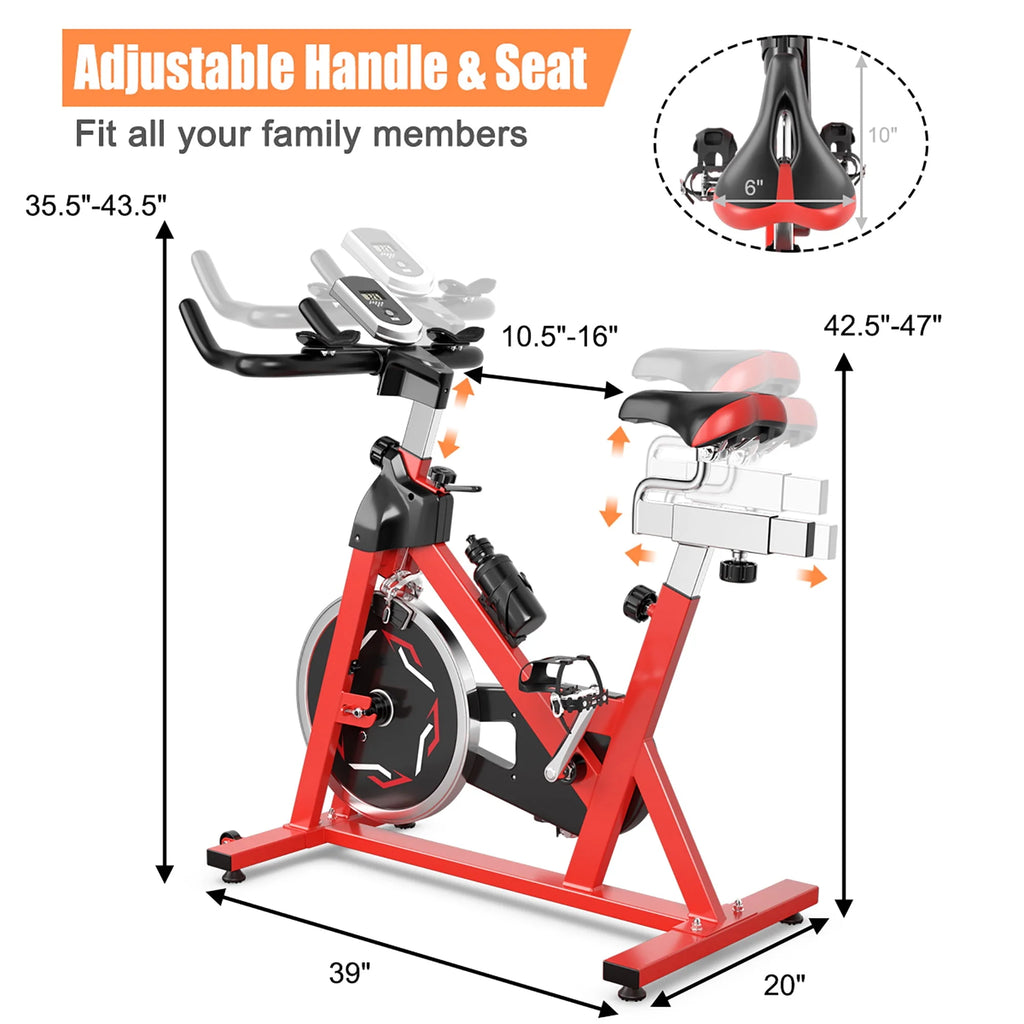 Indoor Fitness Cycling Bike with LCD Monitor Red V710117