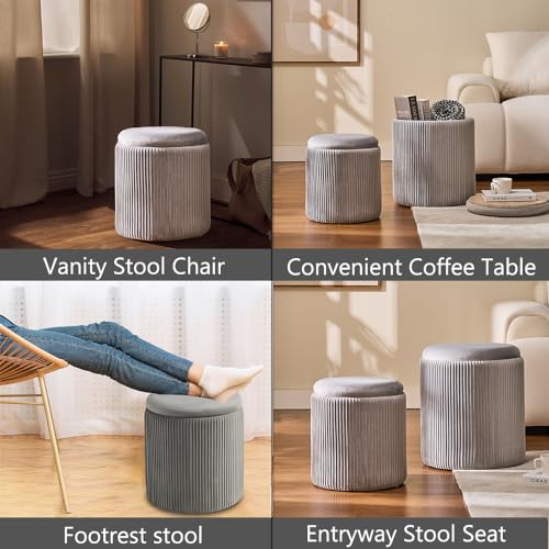 Set of 2 Upholstered Velvet Ottoman with Storage X8926