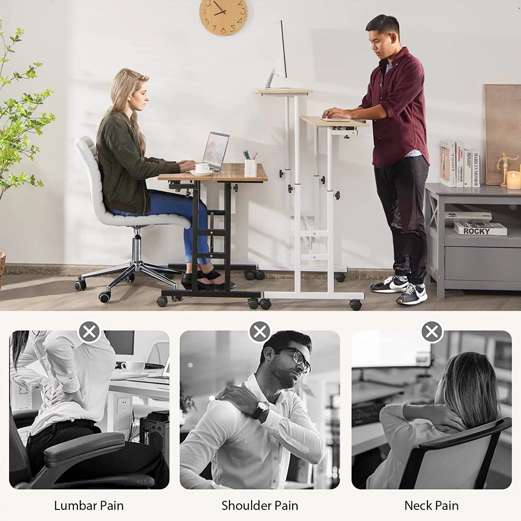 Mobile Standing Desk with Tilting Tabletop & Wheels J3171