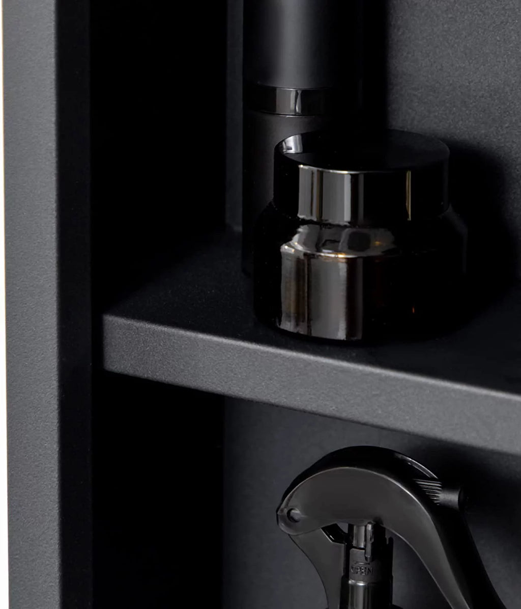Black Stainless Steel Wall-Mounted Medicine Cabinet with Mirror Y218666