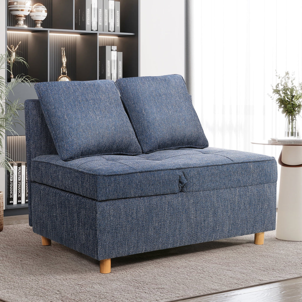 Blue 4 in 1 Convertible Sleeper Chair with 2 Pillows I235