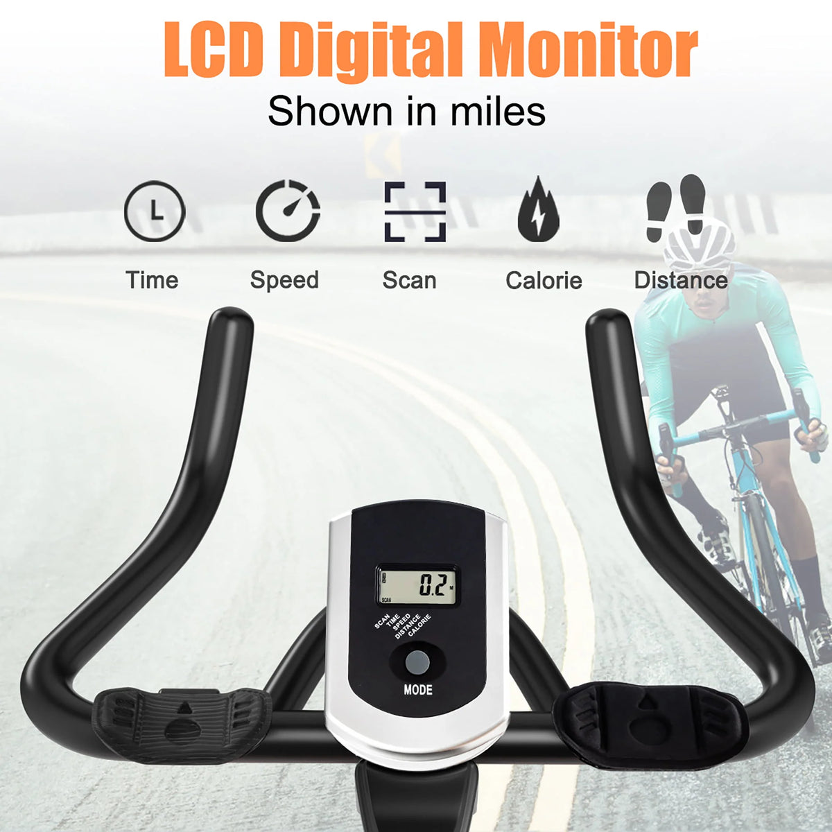 Indoor Fitness Cycling Bike with LCD Monitor Red V710117