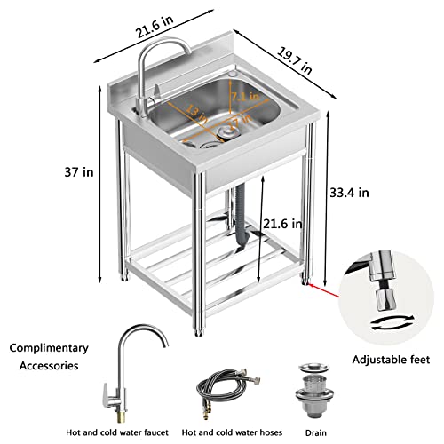 Stainless-Steel Single Bowl Kitchen Sink Set with Faucet Z4426