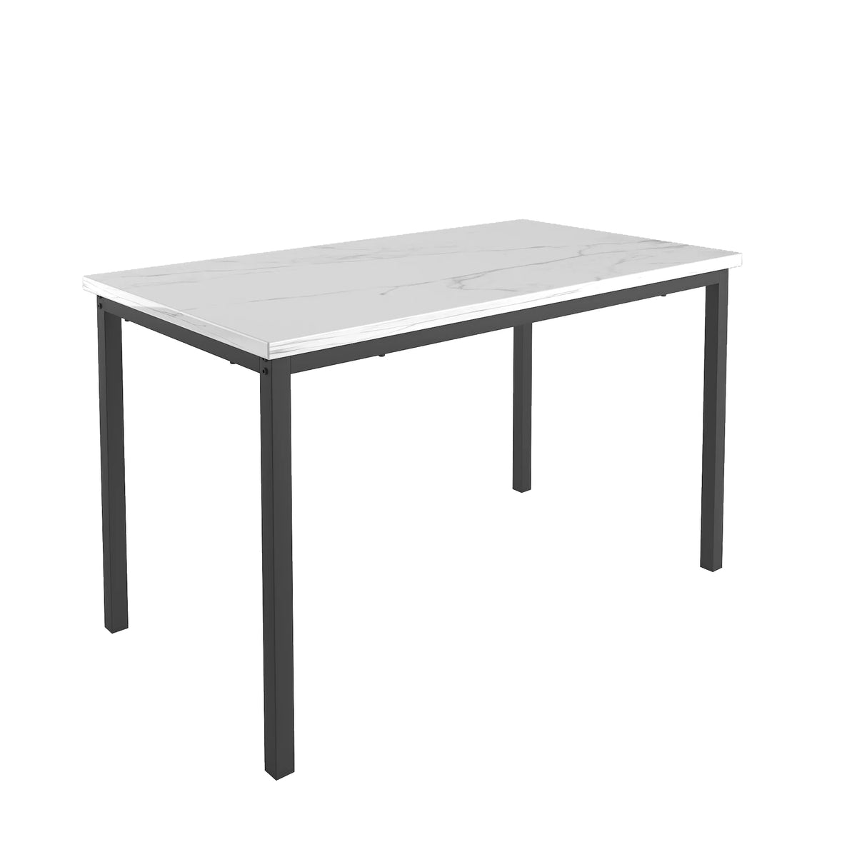 5-Piece White Marble Top Dining Table and 4 Gray Velvet Chairs G671819