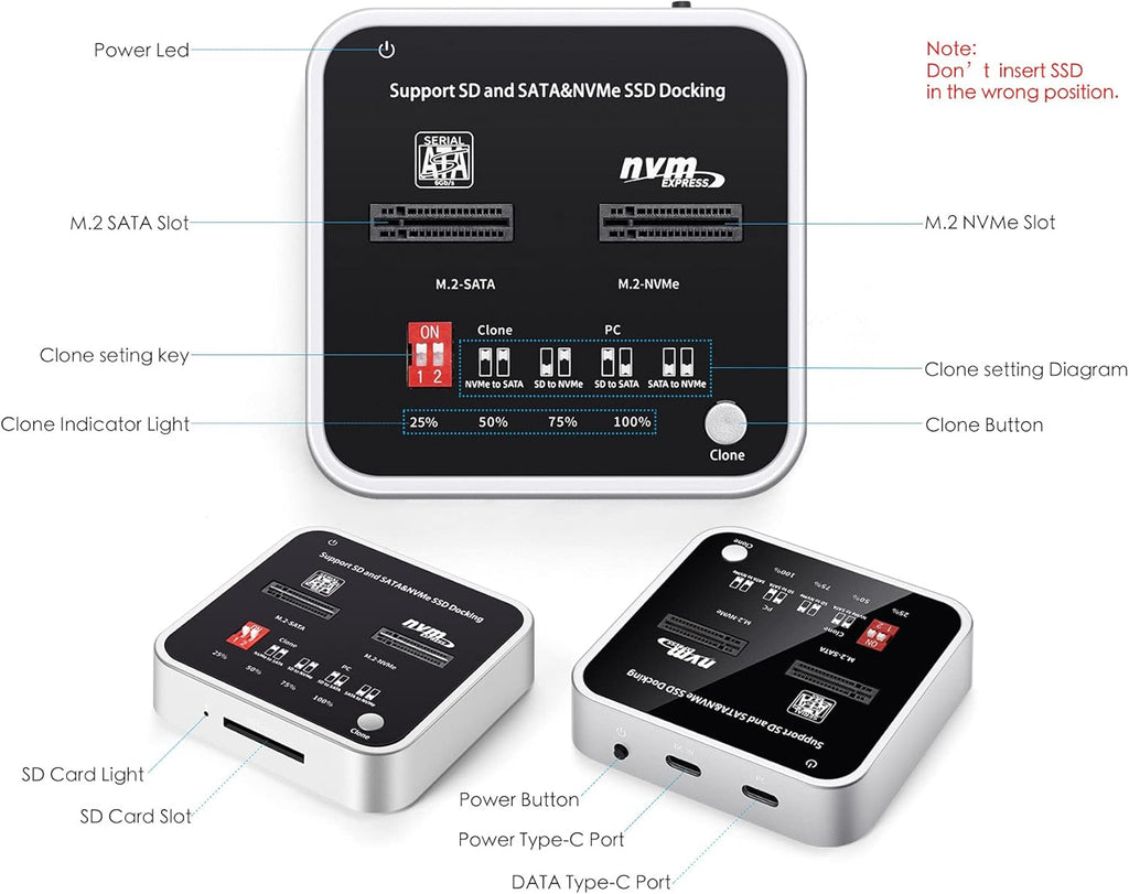 M.2 NVME/SATA SSD Docking Station V71765