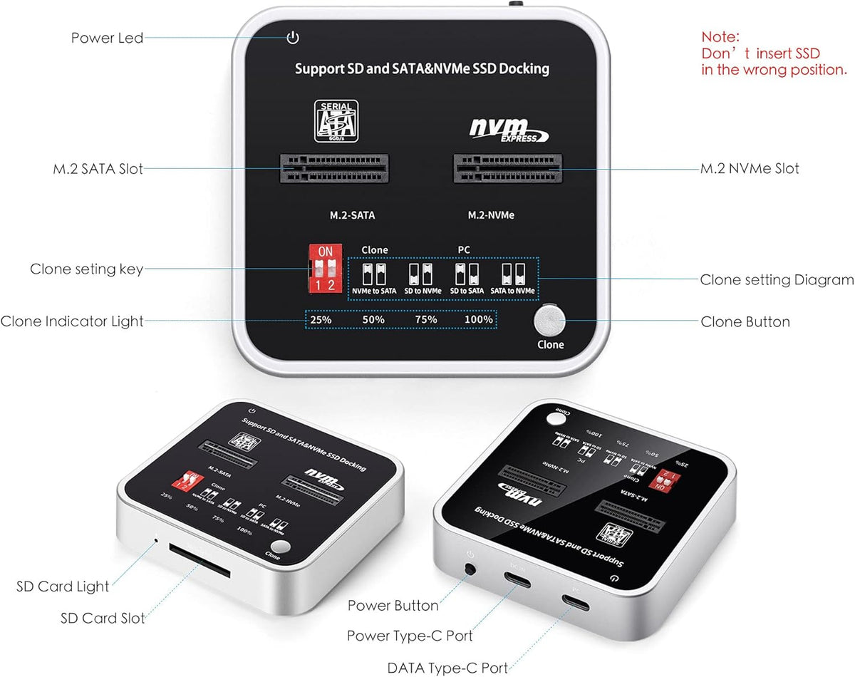 M.2 NVME/SATA SSD Docking Station V71765